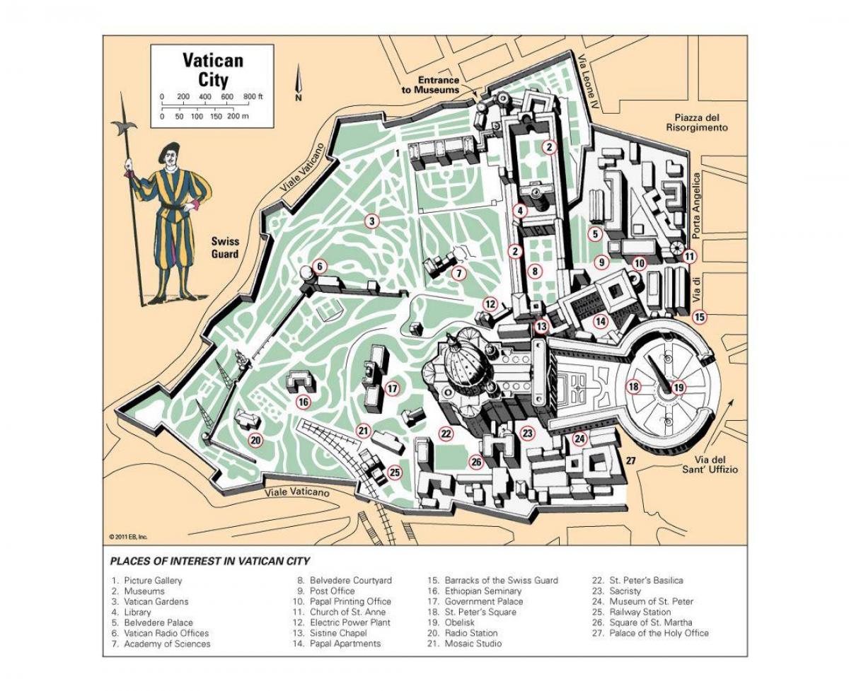 kaart van het Vaticaan museum lay-out
